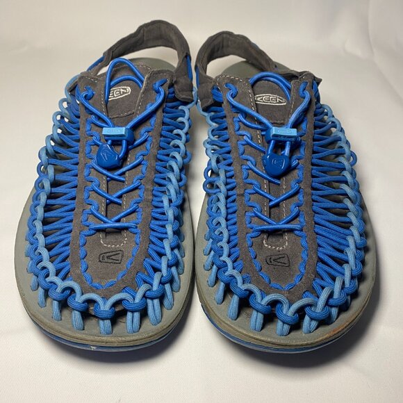 Keen Uneek Mens 10.5M Sandal Blue Aqua Paracord Bungee Outdoor Hiking Active EUC - Picture 2 of 10